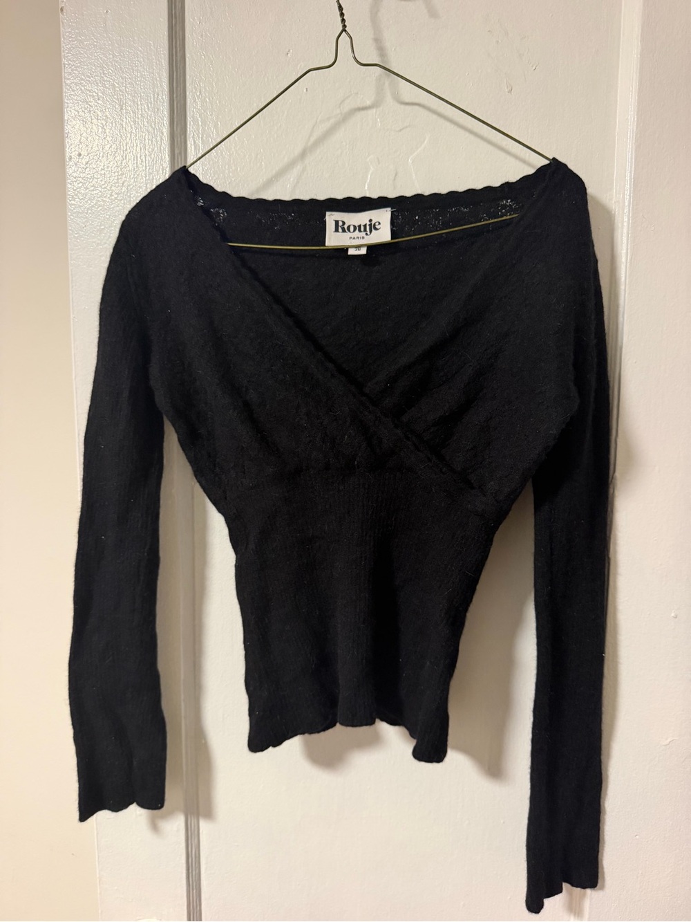 Rouje Black Wrap Long-Sleeve Knit Top